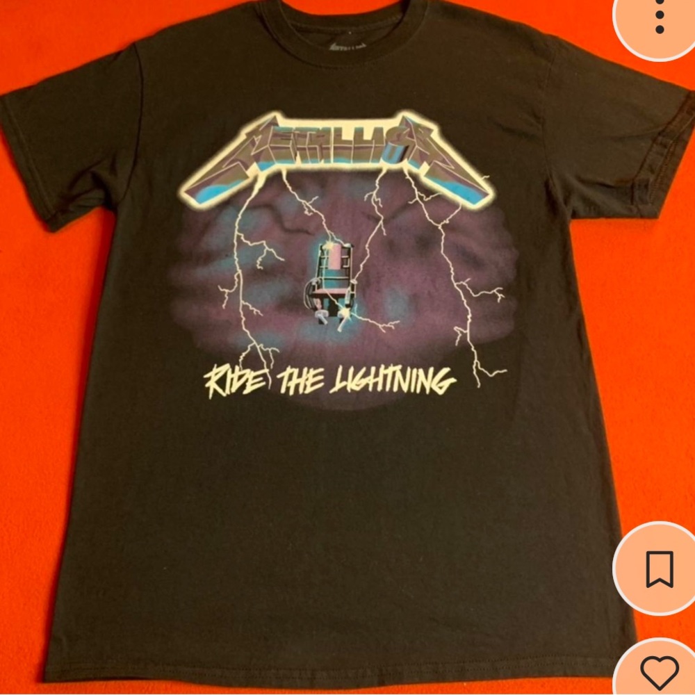 Metallica Ride the Lightning men’s black band tee shirt